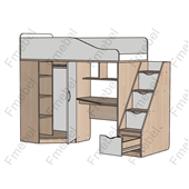 Кровать-чердак со столом Мидленд Fmebel 80x190