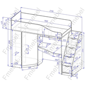 Кровать-чердак со столом Мидленд Fmebel 80x190