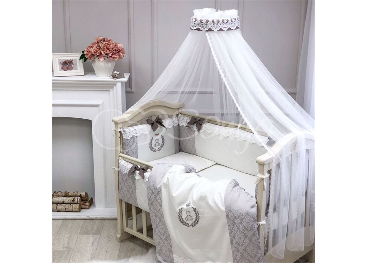 Комплект De Lux с балдахином (7 предметов) Маленькая Соня какао