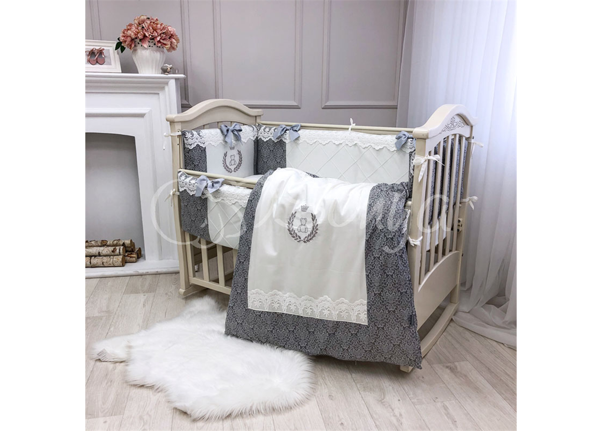 Комплект De Lux без балдахина (6 предметов) Маленькая Соня серый
