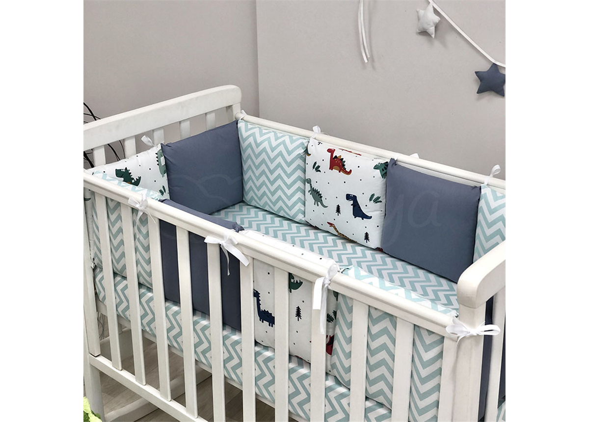 Сменные чехлы для бортиков Baby Design Дино синий Маленькая Соня