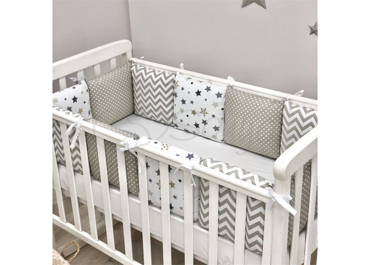 Сменные чехлы для бортиков Baby Design Stars Маленькая Соня серый
