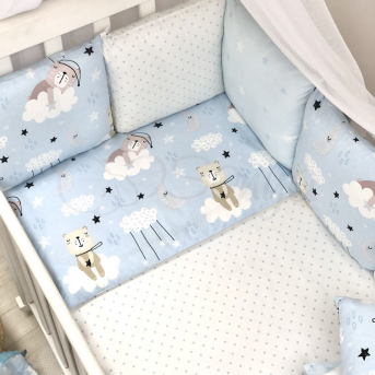 Сменные чехлы для бортиков Baby Design Коты в облаках Маленькая Соня голубой