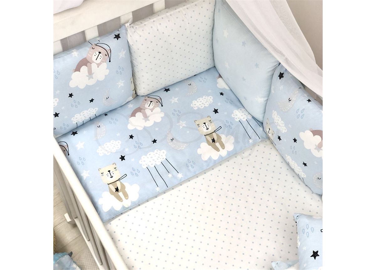 Сменные чехлы для бортиков Baby Design Коты в облаках Маленькая Соня голубой