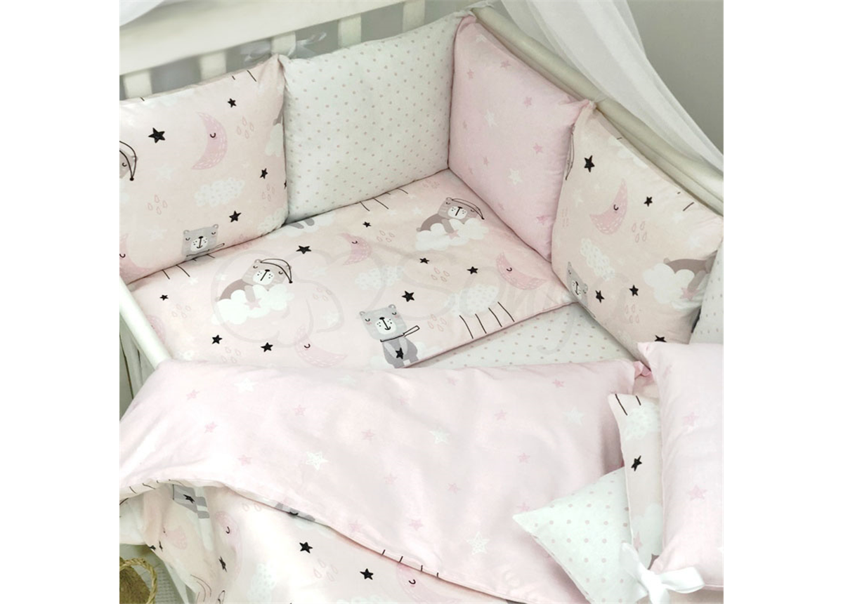 Сменные чехлы для бортиков Baby Design Коты в облаках Маленькая Соня розовый