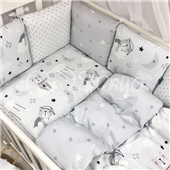 Сменные чехлы для бортиков Baby Design Коты в облаках Маленькая Соня серый