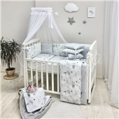 Сменные чехлы для бортиков Baby Design Коты в облаках Маленькая Соня серый