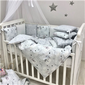 Сменные чехлы для бортиков Baby Design Коты в облаках Маленькая Соня серый