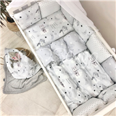 Сменные чехлы для бортиков Baby Design Коты в облаках Маленькая Соня серый