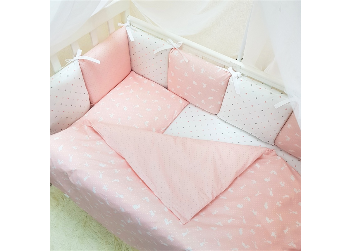 Сменные чехлы для бортиков Baby Design Кролики Маленькая Соня пудра