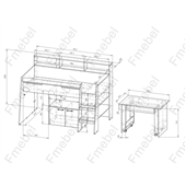 Кровать-чердак со столом Невада Fmebel 80х190