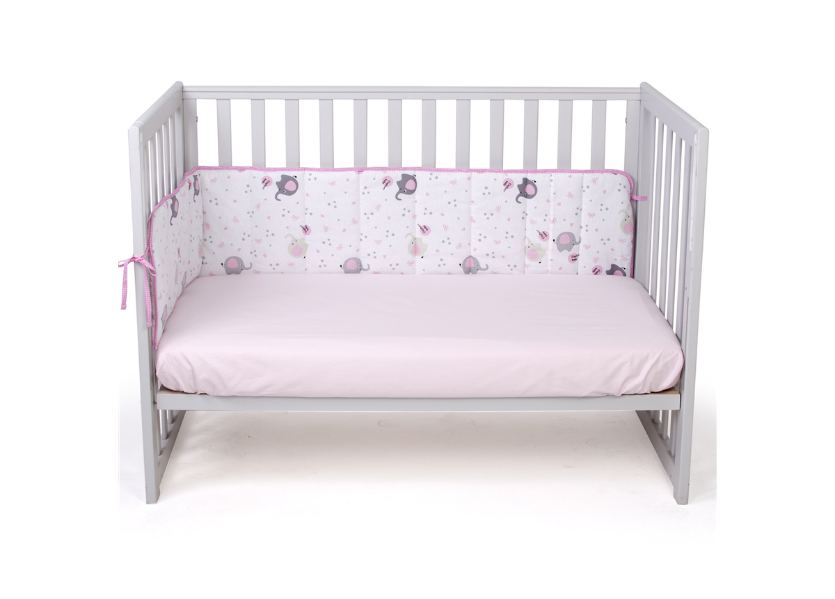 Защита в кроватку сплошная Elephant Верес розовый