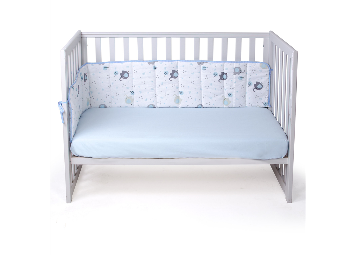 Защита в кроватку сплошная Elephant Верес голубой