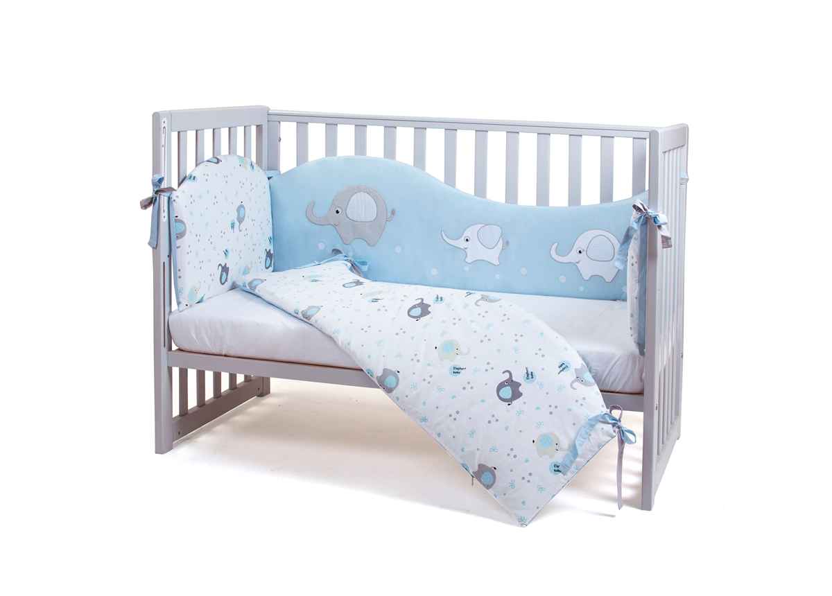 Защита в кроватку Elephant family Верес голубой