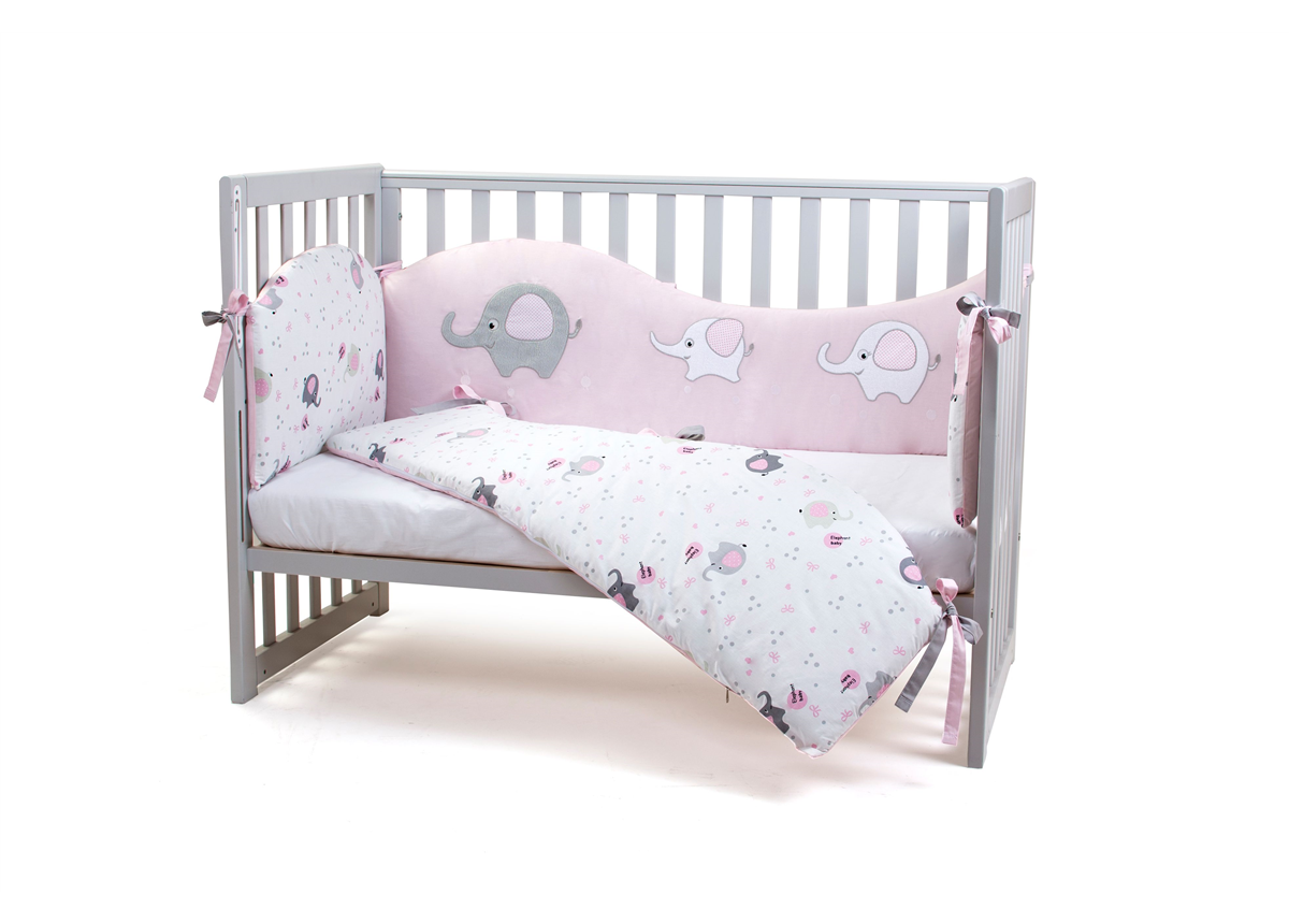Защита в кроватку Elephant family Верес розовый
