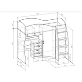 Кровать-чердак со столом Рейкьявик Fmebel