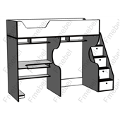 Кровать-чердак с местом под диван Кентукки Fmebel 80x200