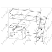 Кровать-чердак с местом под диван Кентукки Fmebel 80x200