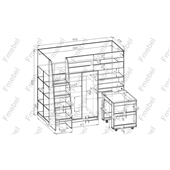 Кровать-чердак со столом Дакота Fmebel 80х190