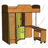 Кровать-чердак со столом Бруклин  Fmebel 90x190