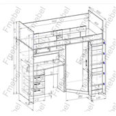 Кровать-чердак со столом Бангкок Fmebel 