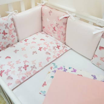 Комплект Baby Design Бабочки розовый (6 предметов) для круглых кроваток Маленькая Соня