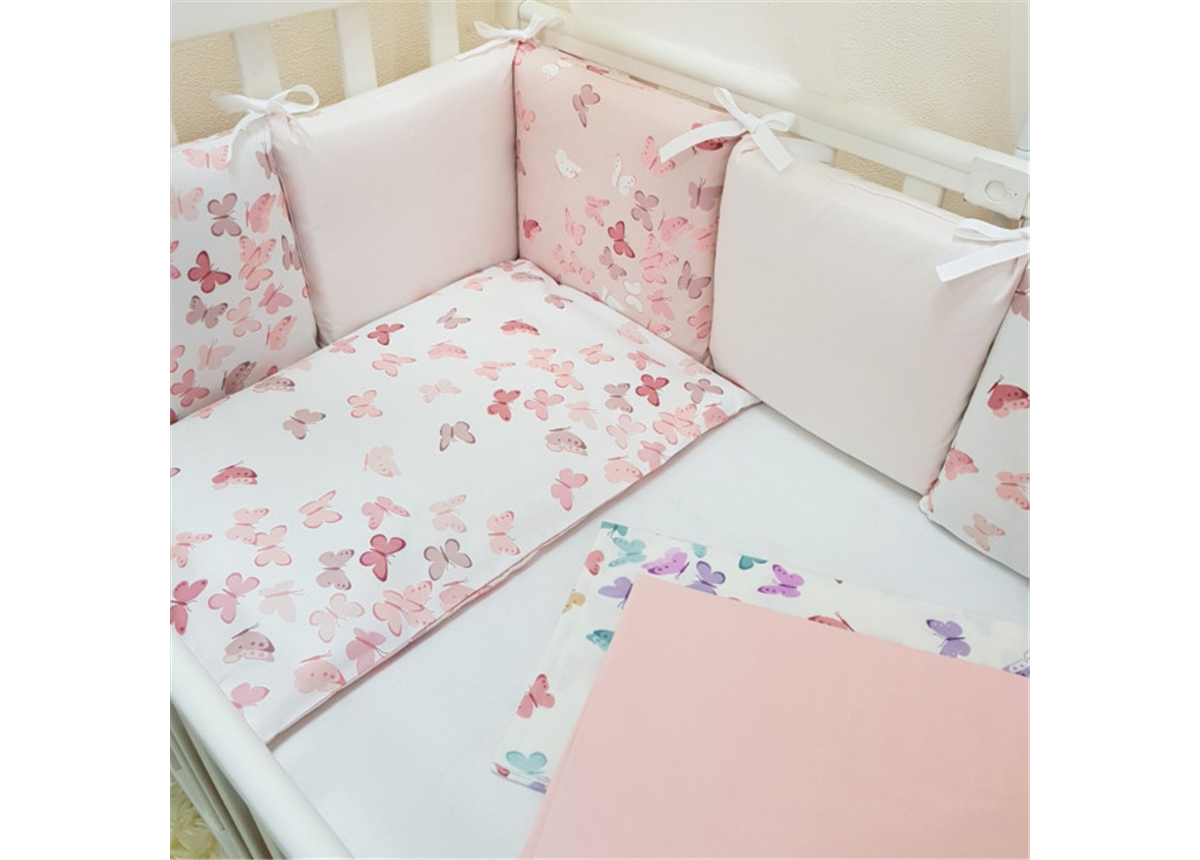 Комплект Baby Design Бабочки розовый (6 предметов) для круглых кроваток Маленькая Соня