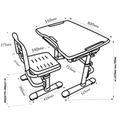 Комплект парта + стул трансформеры Vivo Grey FUNDESK