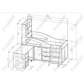 Кровать-чердак со столом Канзас Fmebel 80x200