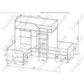 Двухъярусная трехместная кровать Луксор Fmebel 80x190