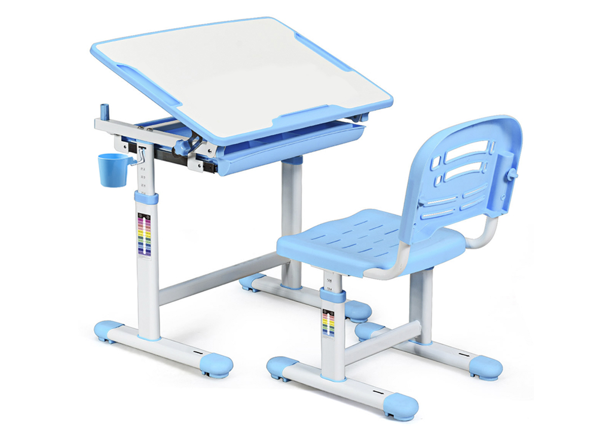 Комплект (стол+стул) Evo-06 Blue Evo-kids белый/голубой