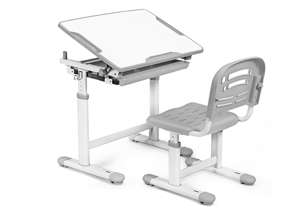 Комплект (стол+стул) Evo-06 Grey Evo-kids белый/серый