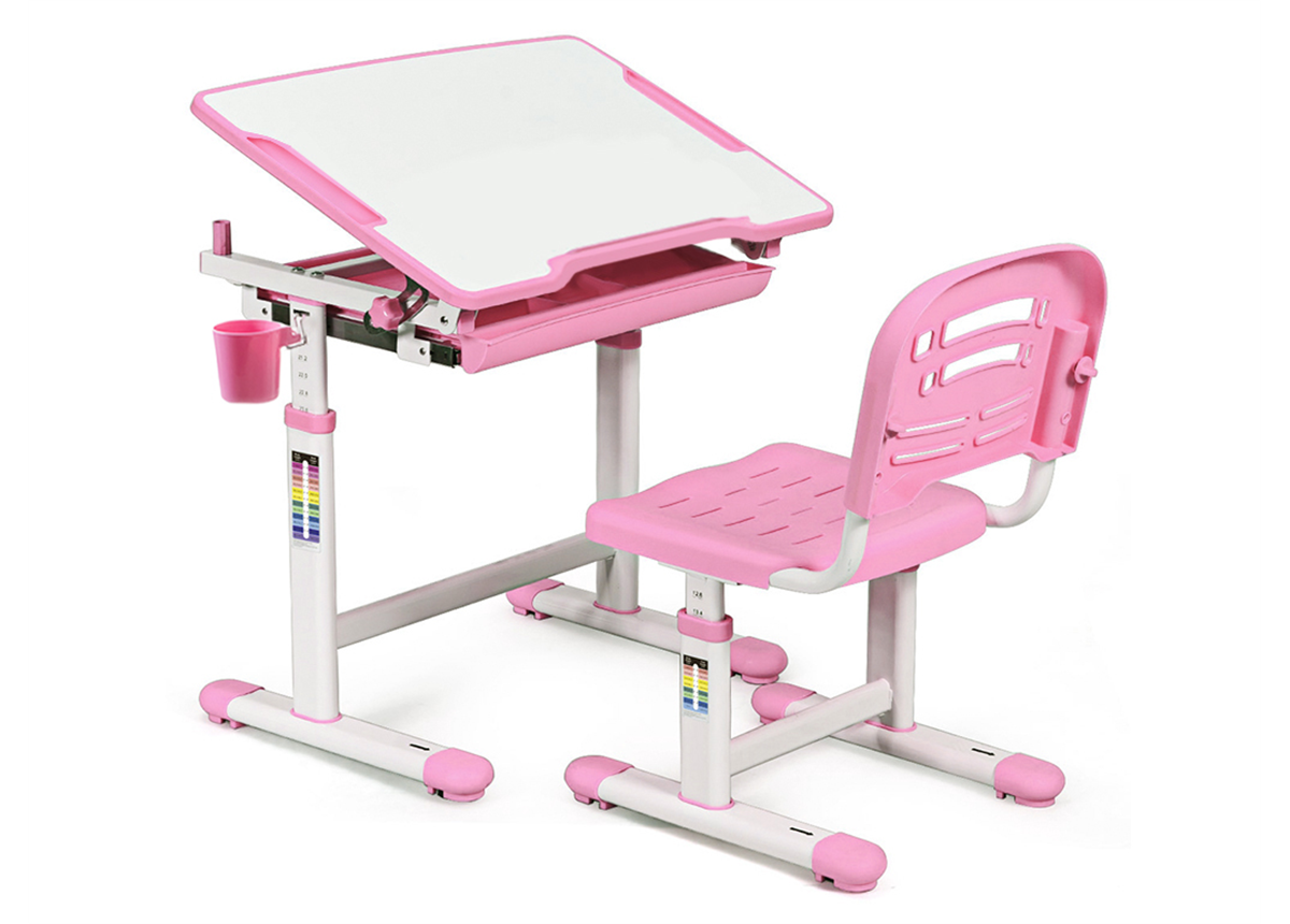 Комплект (стол+стул) Evo-06 Pink Evo-kids белый/розовый