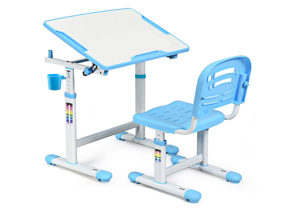 Комплект (стол+стул) Evo-07 Blue Evo-kids белый/голубой