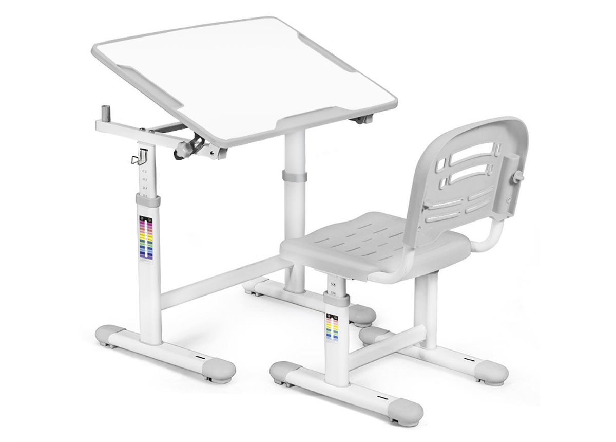 Комплект (стол+стул) Evo-07 Grey Evo-kids белый/серый