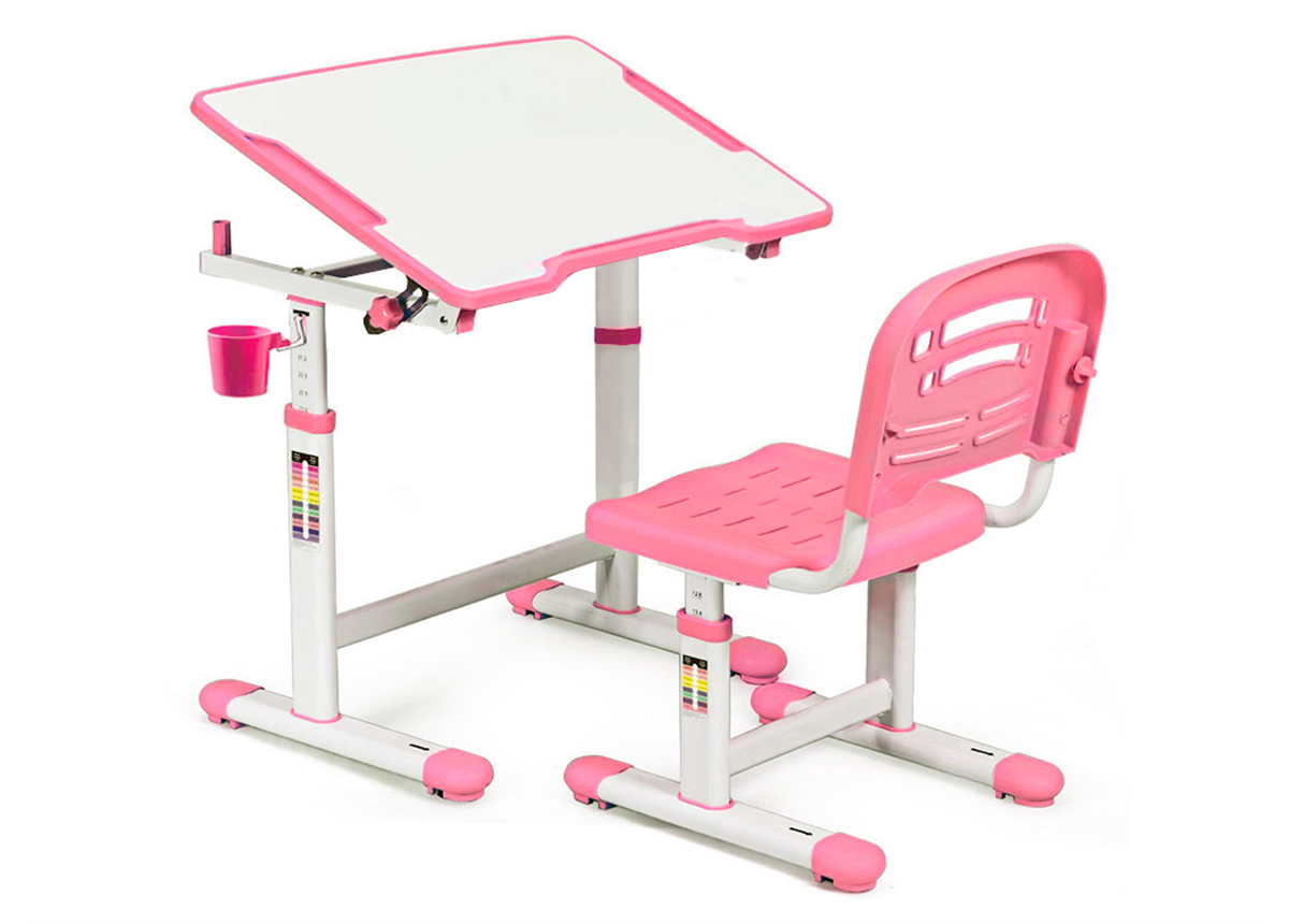 Комплект (стол+стул) Evo-07 Pink Evo-kids белый/розовый