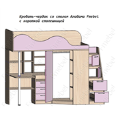 Кровать-чердак со столом Алабама Fmebel 80x190