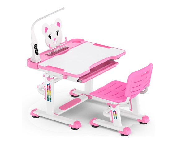 Комплект (стул+стол+полка+лампа) BD-04 P (XL) Teddy Pink c лампой Evo-kids розовый