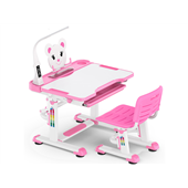 Комплект (стул+стол+полка+лампа) BD-04 P (XL) Teddy Pink c лампой Evo-kids белый/розовый