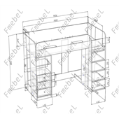 Кровать-чердак со столом Орландо Fmebel 80х190