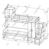 Двухъярусная кровать с дополнительным спальным местом Фарго Fmebel 80x190