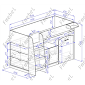 Кровать-чердак со столом Аляска Fmebel 80х190