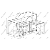 Кровать-чердак со столом Мичиган Fmebel 80х190