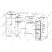 Кровать-чердак с местом под диван Луизиана Fmebel