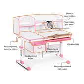 Детский стол с надстройкой и ящиком Evo-50 PN Evo-kids розовый