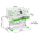 Детский стол с надстройкой и ящиком Evo-50 Z Evo-kids зеленый