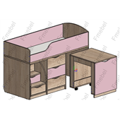 Кровать-чердак со столом Конкорд Fmebel 70x160