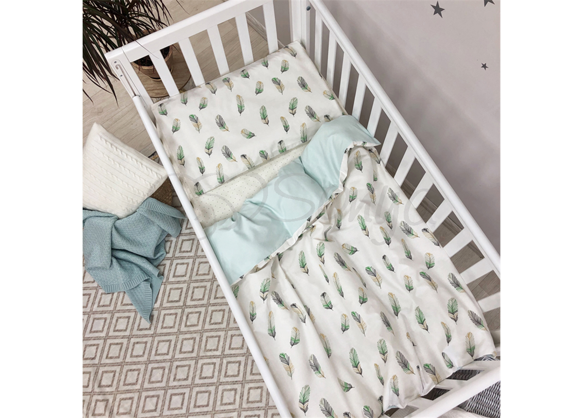 Сменный комплект постельного белья Baby Mix Перо Маленькая Соня мятный