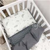 Сменный комплект постельного белья Baby Mix облака серые с месяцем Маленькая Соня
