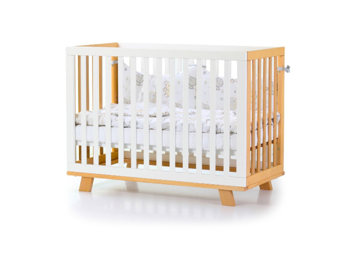 Кроватка с маятниковым механизмом Соня ЛД1 Манхэттен без колес Верес 60х120 бело-буковый